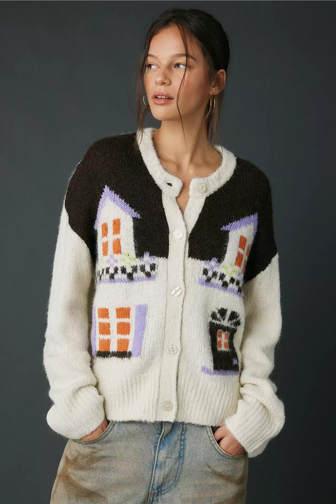 BDG BDG Becca Cottage Printed Brushed Knit Oversized Cardigan