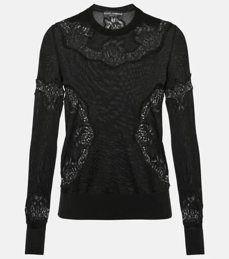 Dolce 
Gabbana Lace-trimmed cashmere-blend sweater 1
