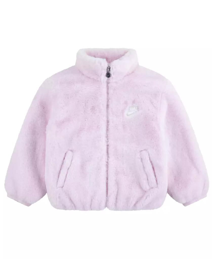 NIKE Little Kids Neutral Faux Fur Jacket