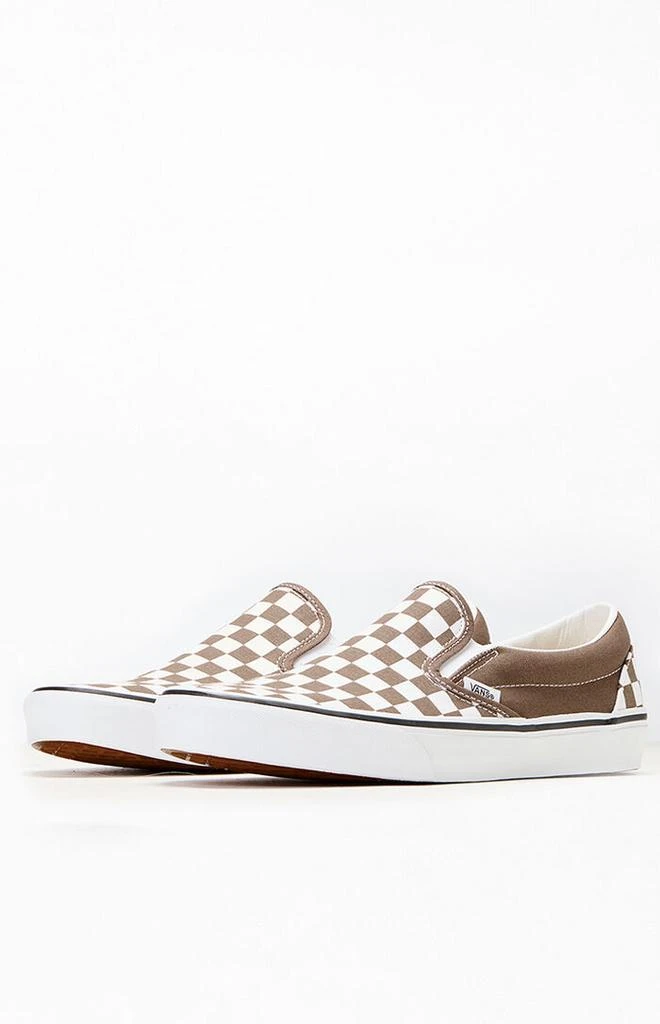 Vans Khaki Checkerboard Slip-On Shoes 2