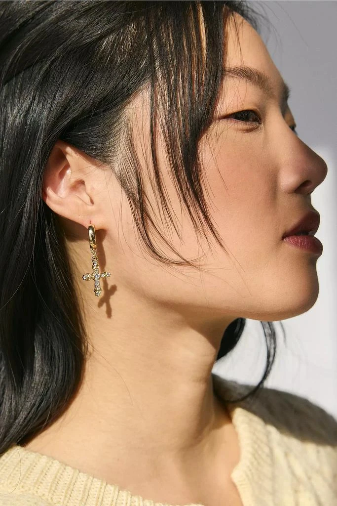 Urban Outfitters Maria Rhinestone Cross Hoop Earring 2