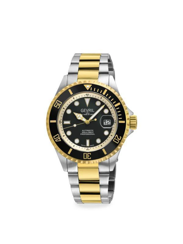 Gevril Wall Street 43MM Two Tone Stainless Steel Bracelet Watch 1