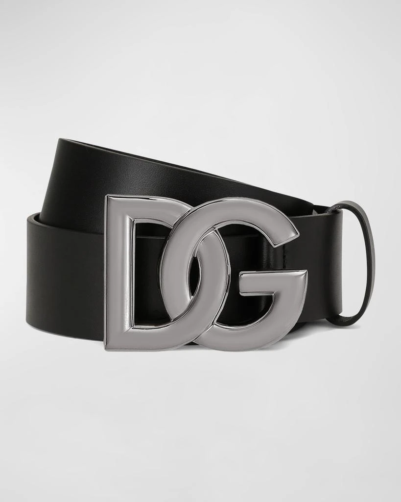 Dolce & Gabbana Men's DG-Logo Leather Buckle Belt 1