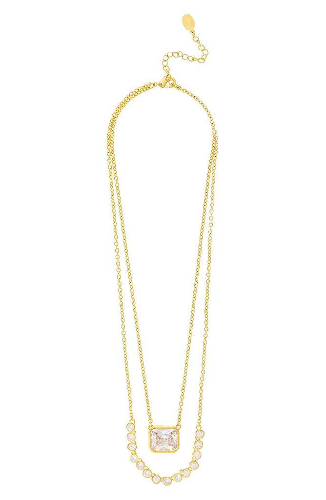 Rivka Friedman CZ Pendant & Drop Layered Necklace