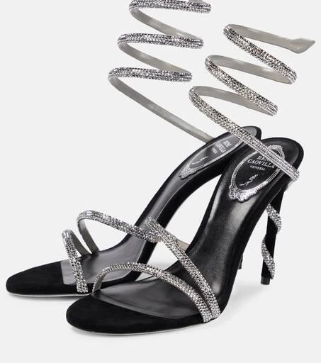 Rene Caovilla Cleo crystal-embellished velvet sandals 5