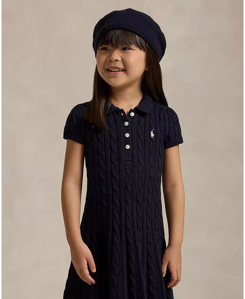 Polo Ralph Lauren Toddler and Little Girls Cable-Knit Cotton Polo Sweater Dress - RL Navy W/ Prch Cream - Size 5