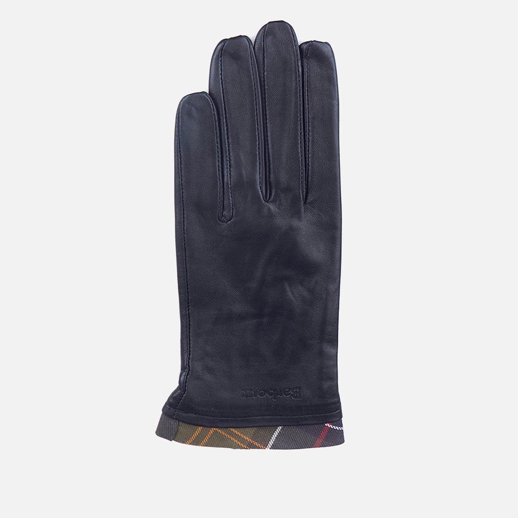 Barbour Barbour Women's Tartan Trimmed Leather Gloves - Black/Classic