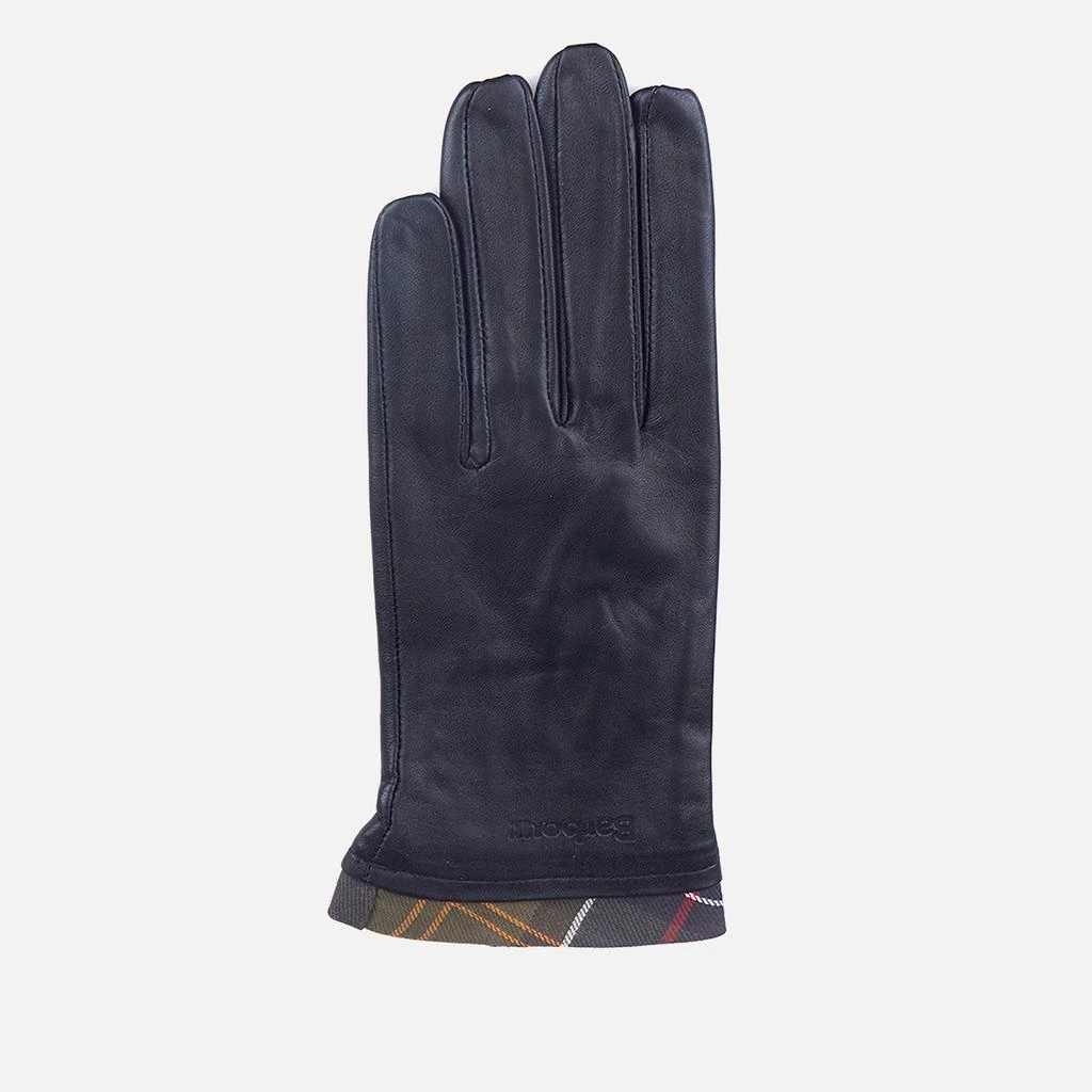 Barbour Women's Tartan Trimmed Leather Gloves - Black/Classic 2