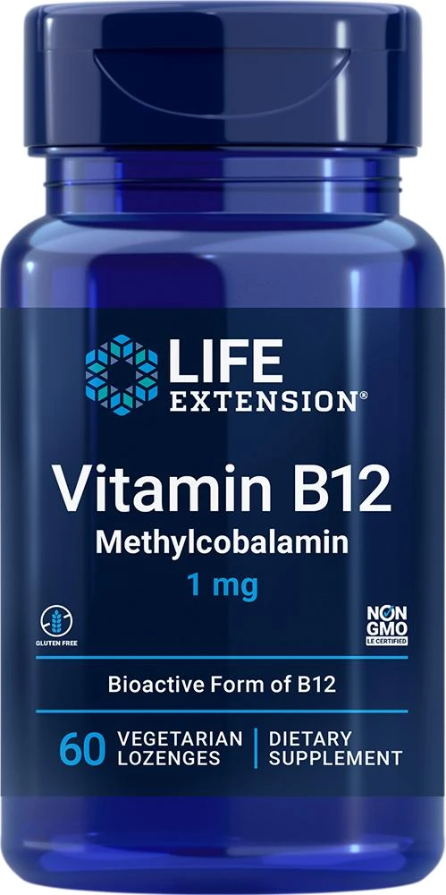 Life Extension Vitamin B12 Methylcobalamin, 60 vegetarian lozenges - 1 mg (1 mg, 60 vegetarian lozenges), Life Extension 1