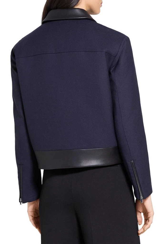 Theory Boxy Crop Jacket with Leather Trim 2