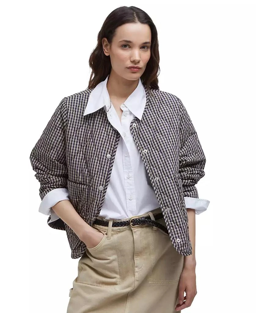 Barbour Women's Check Monroe Quilted Collarless Coat 1