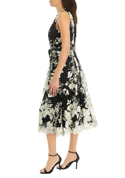 alex evenings embroidered cocktail dress Alex Evenings Embroidered A-Line Dress NAVY SILVER / 6 main image 0