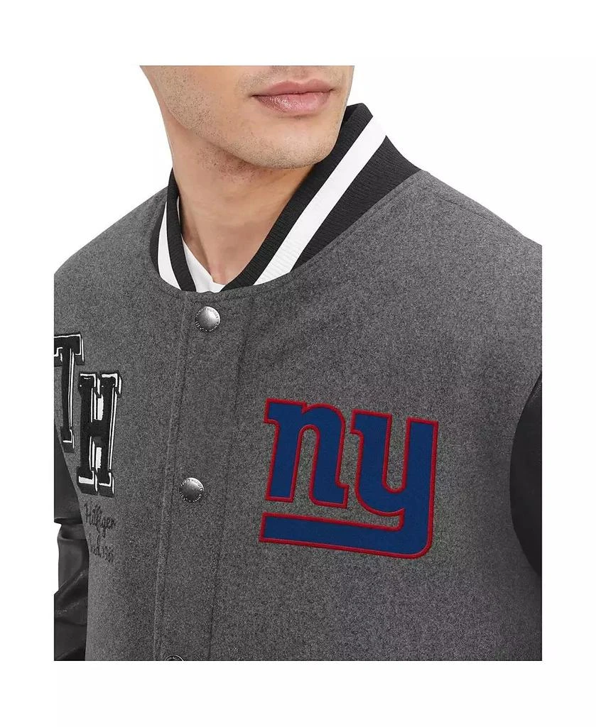 Tommy Hilfiger Men's Heather Gray, Black New York Giants Gunner Full-Zip Varsity Jacket 3