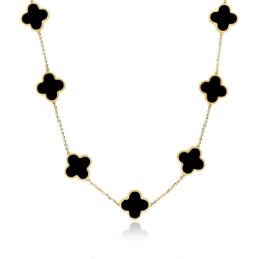 The Lovery Large Onyx Clover Necklace 1