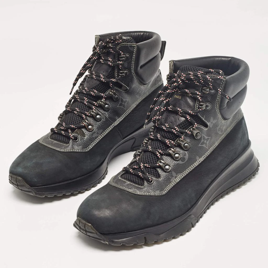 Louis Vuitton Louis Vuitton Black Monogram Canvas and Leather High Top Sneakers Size 45 2