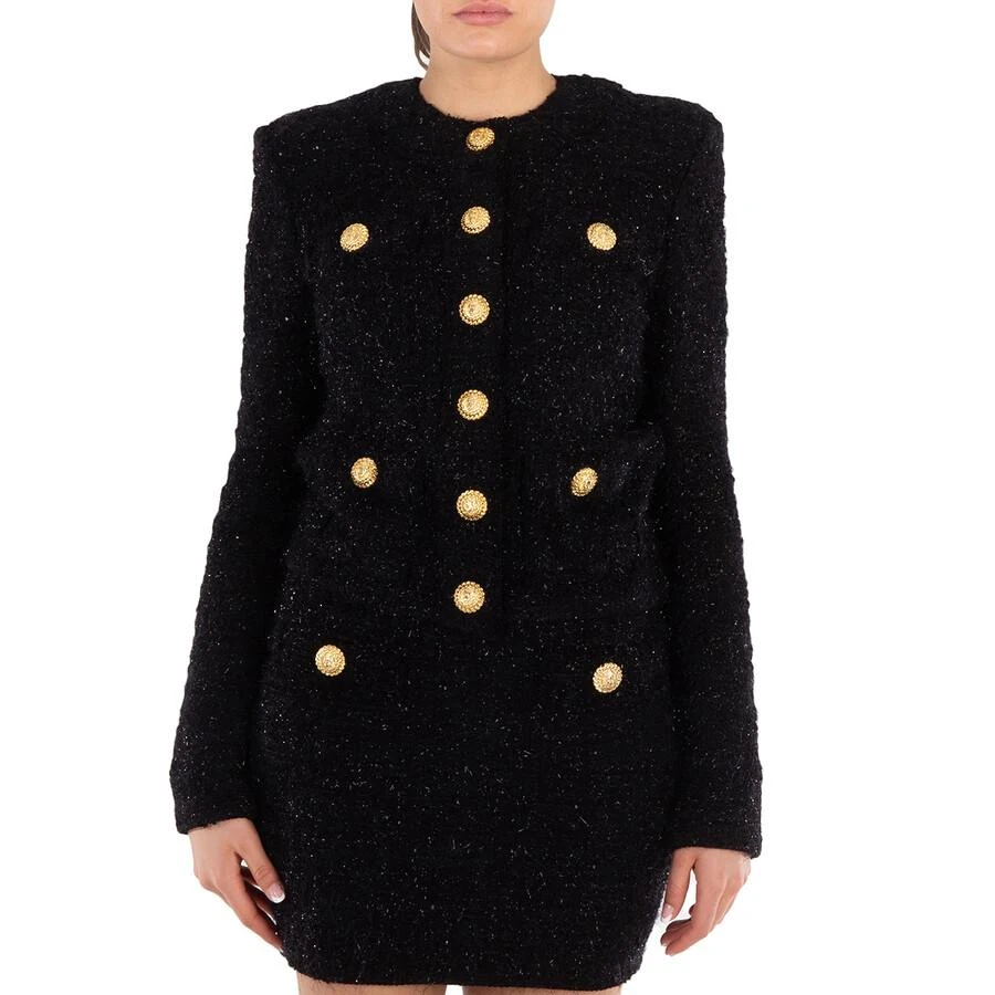 Balmain Button-Fastening Round Neck Tweed Jacket 1