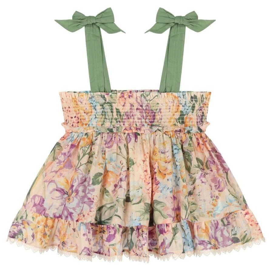 Zimmermann Girls Watercolour Floral Halliday Shirred Top 1