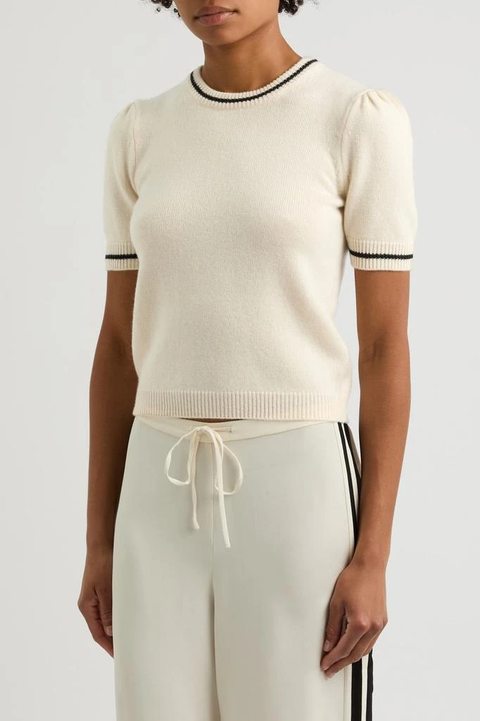 FRAME Stripe-trim cashmere T-shirt 2