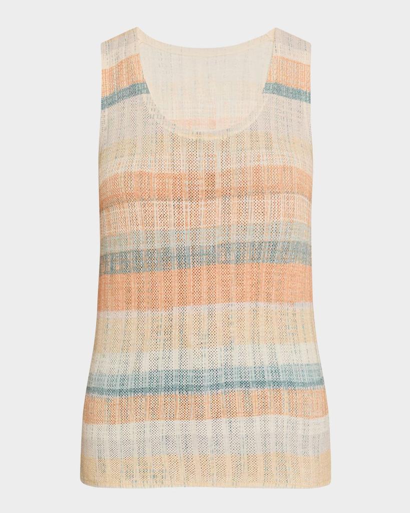 TSE Cashmere Superfine Cashmere Striped Pointelle Tank