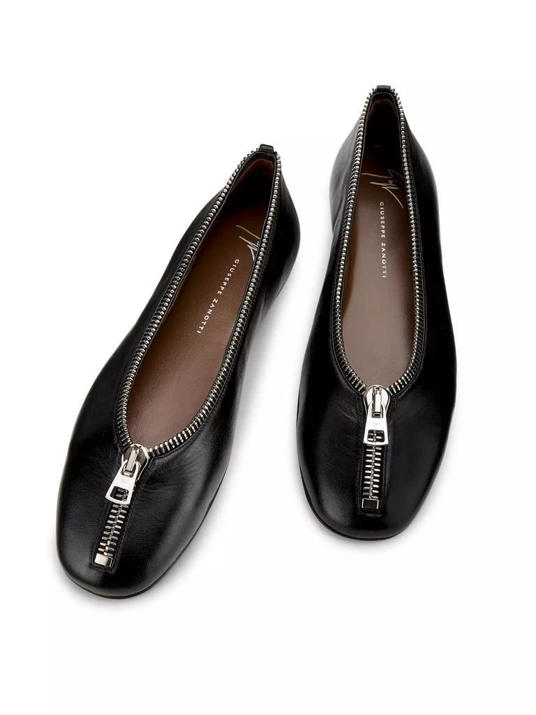 Giuseppe Zanotti Amanda Zipper-Detailed Leather Ballet Flats 4
