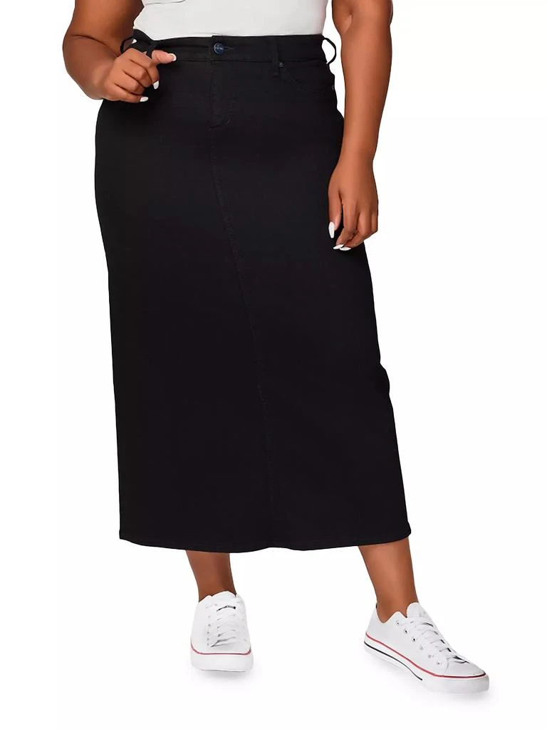 Slink Jeans Stretch Cotton-Blend Denim Side-Slit Maxi Skirt 1