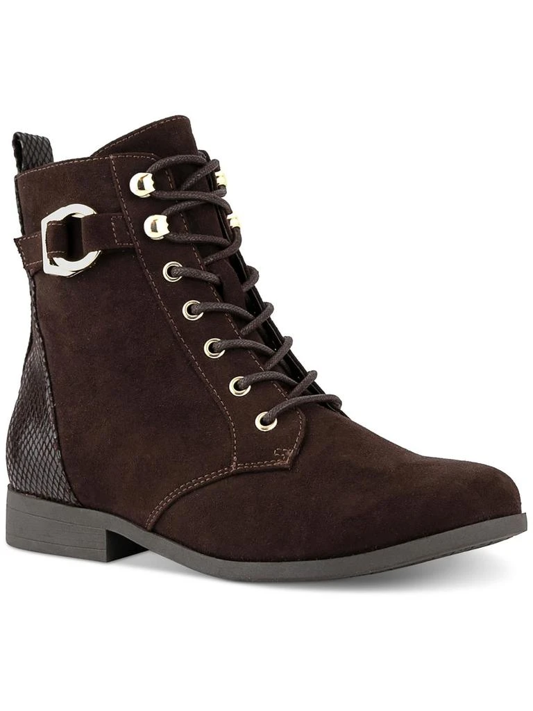 Karen Scott Claritaa Womens Microsuede Embossed Combat & Lace-up Boots 4