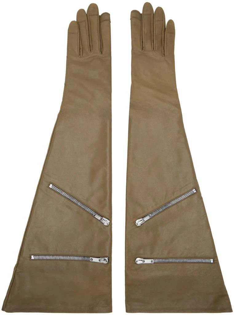 Rick Owens Khaki Porterville Gauntlets Gloves 1