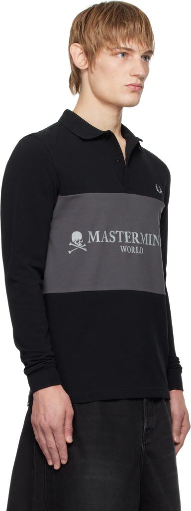 mastermind JAPAN Black Fred Perry Edition Logo Panel Polo