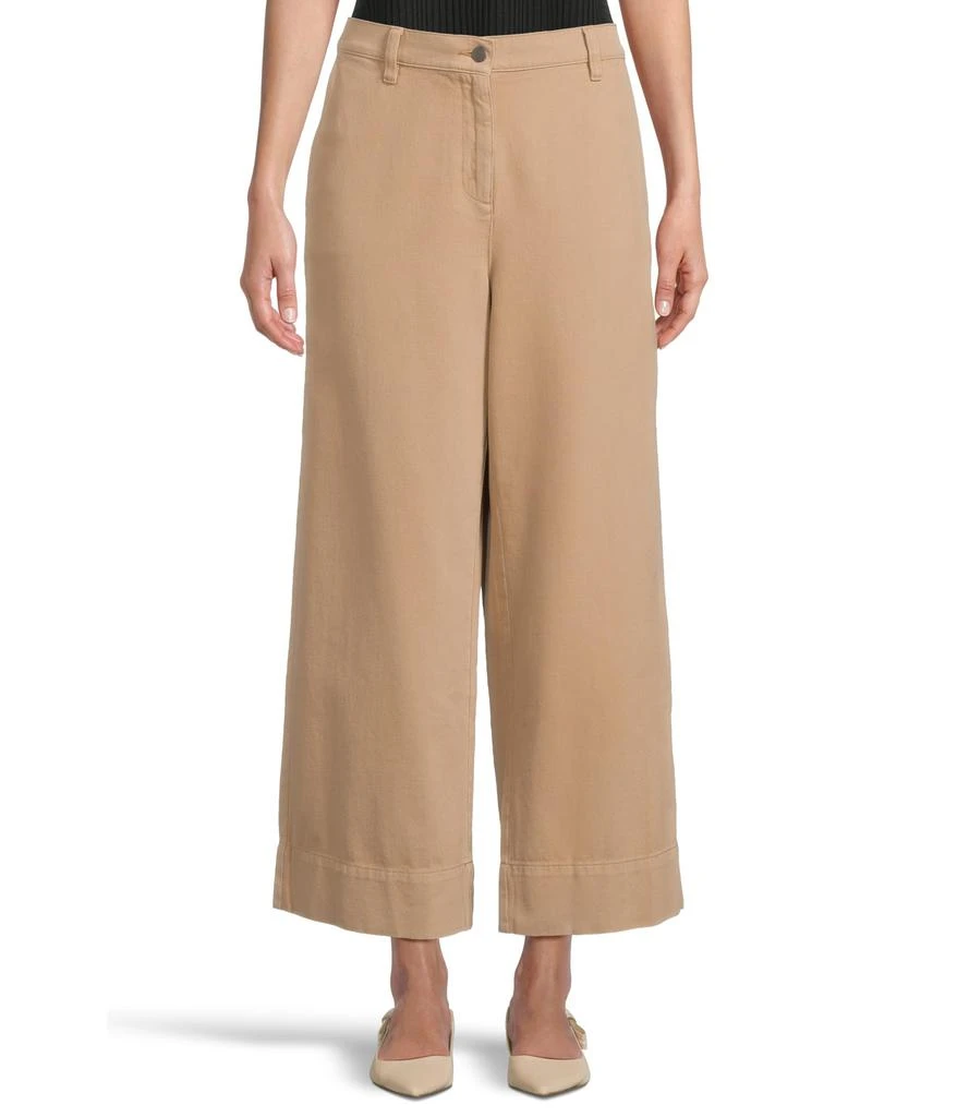 EILEEN FISHER Womens Beige Pocketed Zippered Ankle Wide Leg Pants