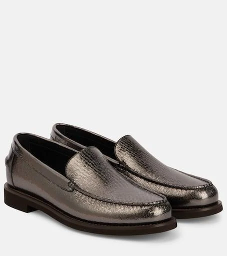Brunello Cucinelli Metallic leather loafers 1
