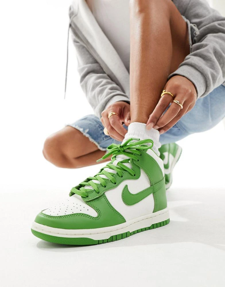 Nike Nike Dunk high trainers in white and chlorophyll green 1