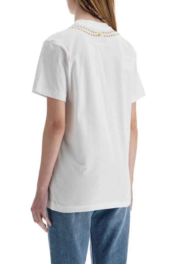 Moschino white cotton t-shirt with croissant and pearls print 3