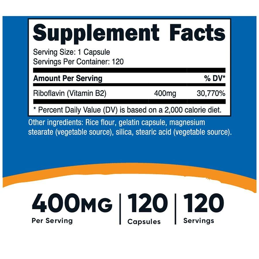 Nutricost Vitamin B2 (Riboflavin) Capsules 400 mg 2