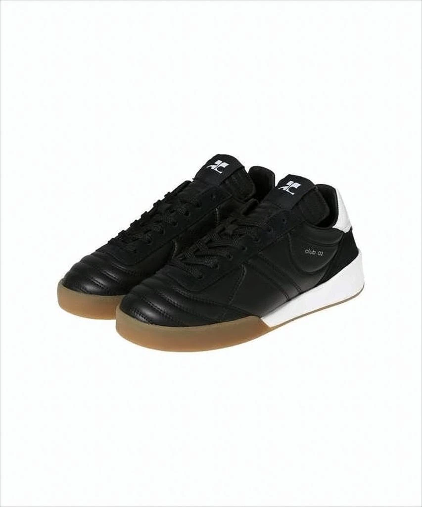 Courrèges Textured Black Sneakers with Contrasting White Heel