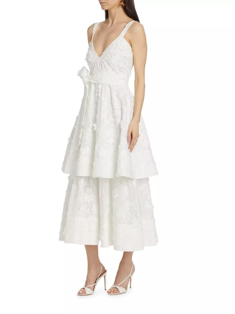 FIGUE Monet Cotton Floral Appliqué Midi-Dress 4