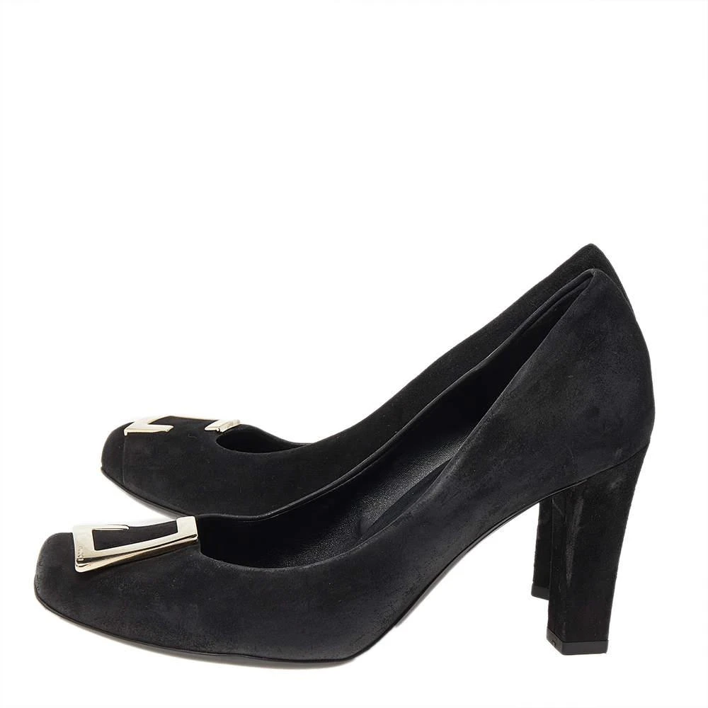 Gucci Gucci Black Suede Square Toe Metal Trim Pumps Size 36 4