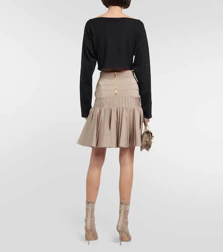 Balmain Cropped jacquard wool-blend sweater 3