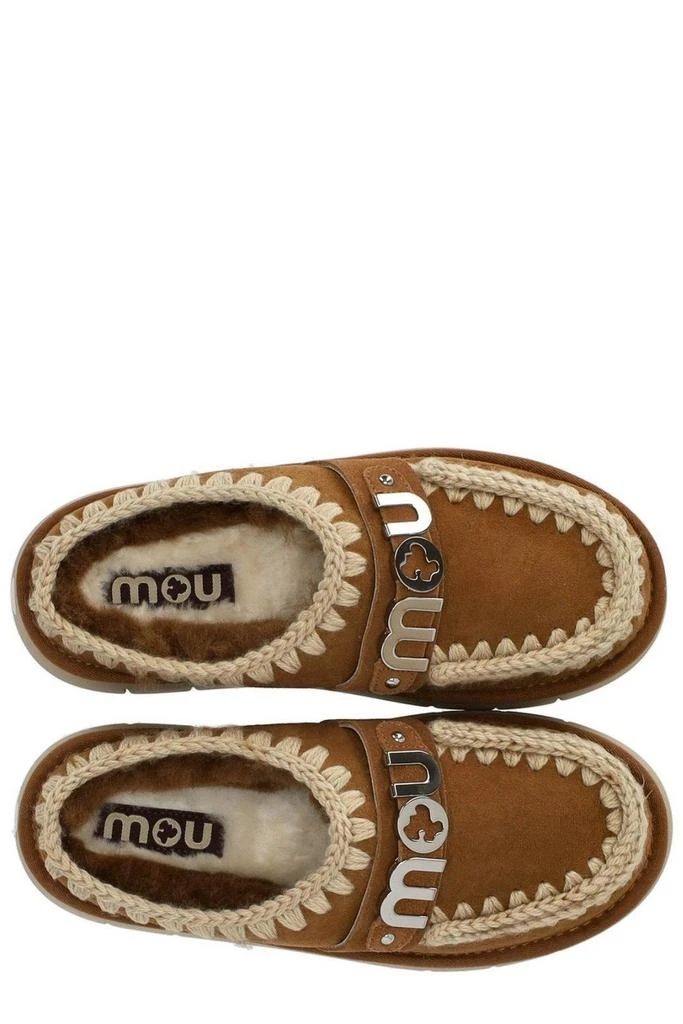 Mou Mou Logo-Lettering Round-Toe Slippers 5