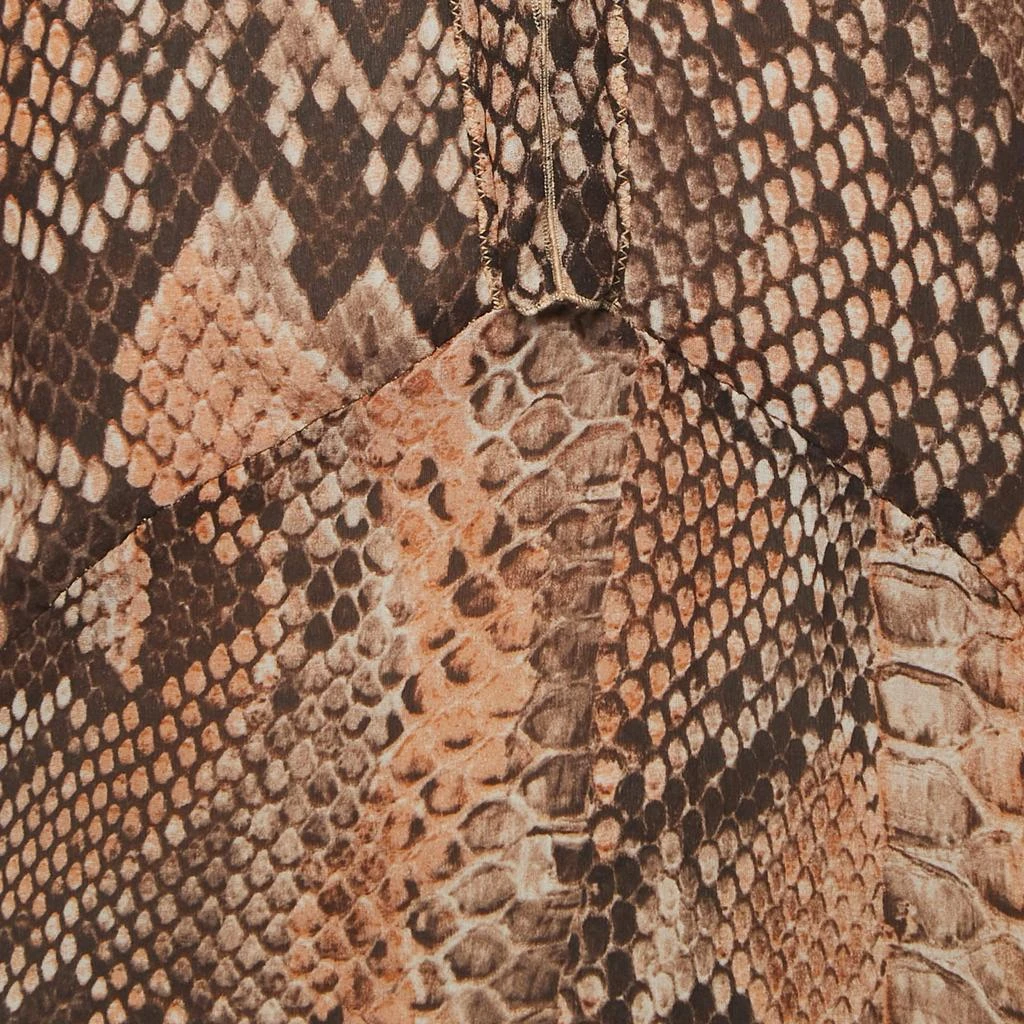 Roberto Cavalli Roberto Cavalli Brown Snake Print Silk Long Sleeve Flared Mini Dress M 3