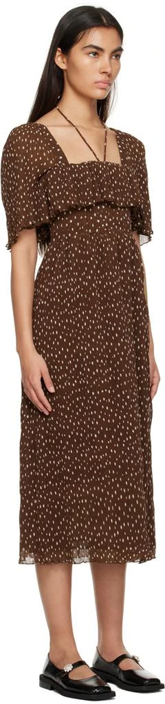 Ganni Brown Pleated Midi Dress 2