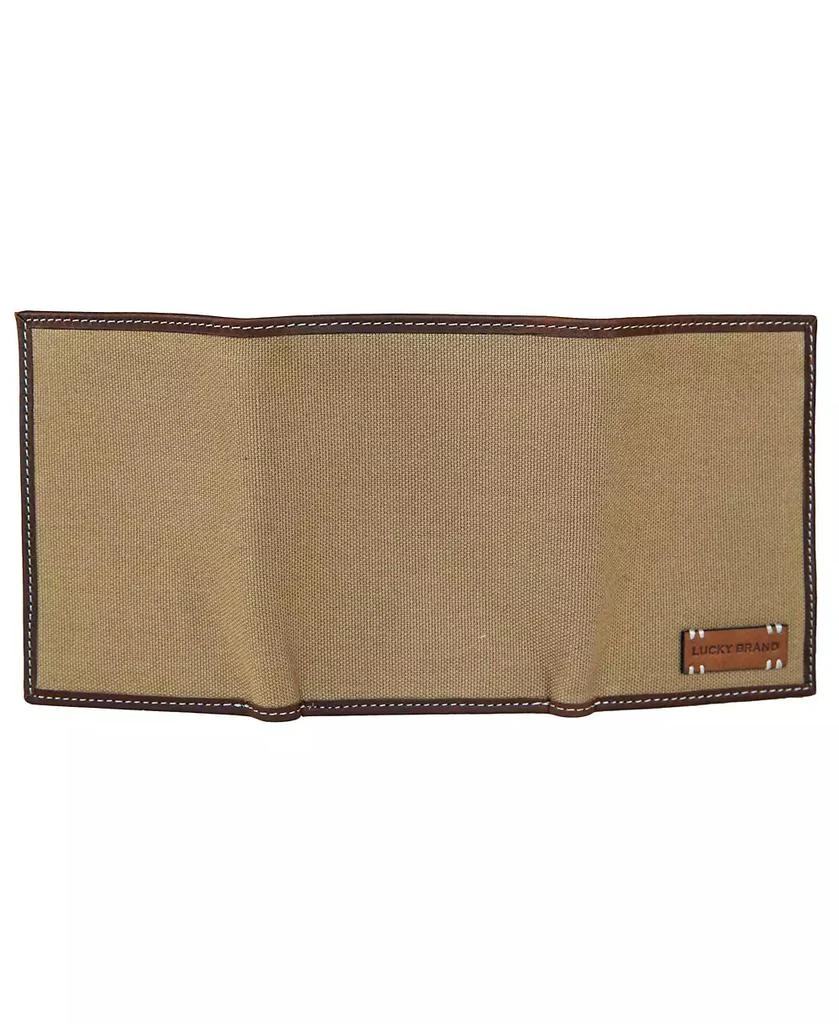 Lucky Brand Men's Canvas with Leather Trim Trifold Wallet 4