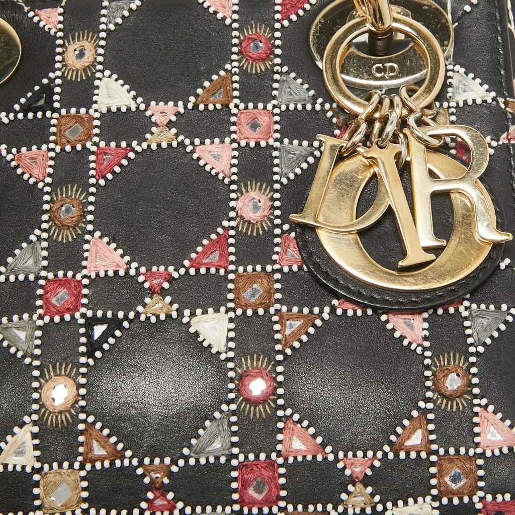 Dior Dior Black Leather Mini Embroidered Beaded Lady Dior Tote 5