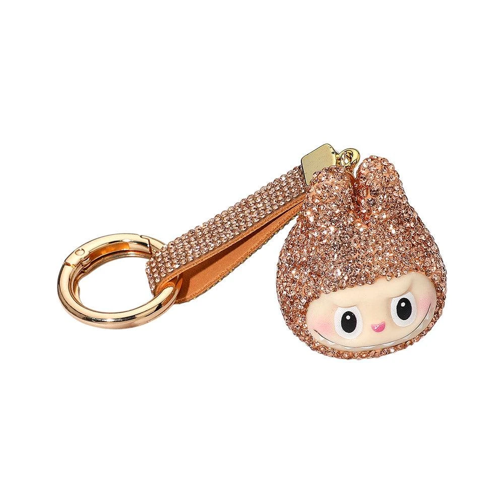 FASHNZFAB Bling Studded Monster Bunny Face Keychain Bag Charm 2