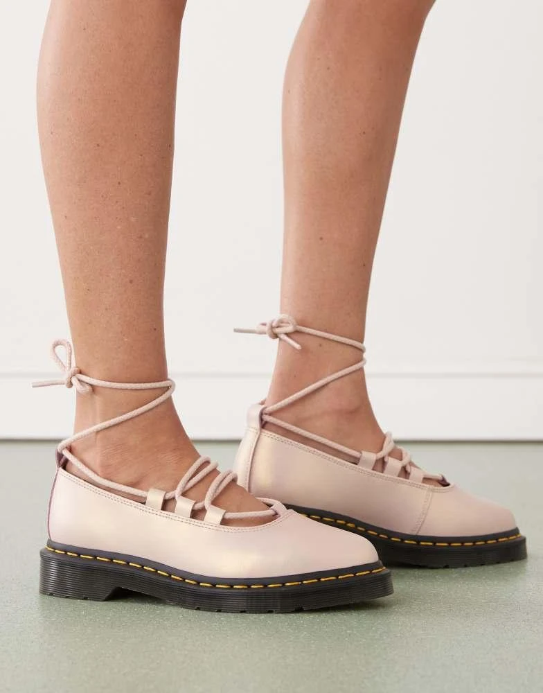 Dr. Martens Dr Martens Elphie II lace up shoes in powder pink & gold 3