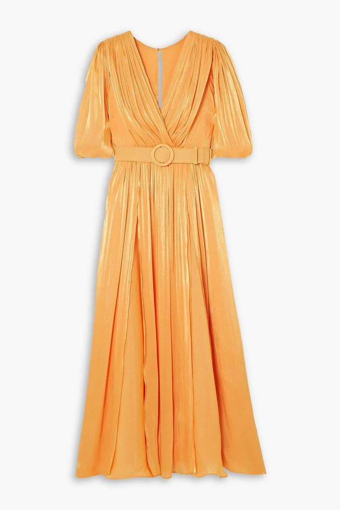 Costarellos Brennie belted metallic lamé midi dress 1