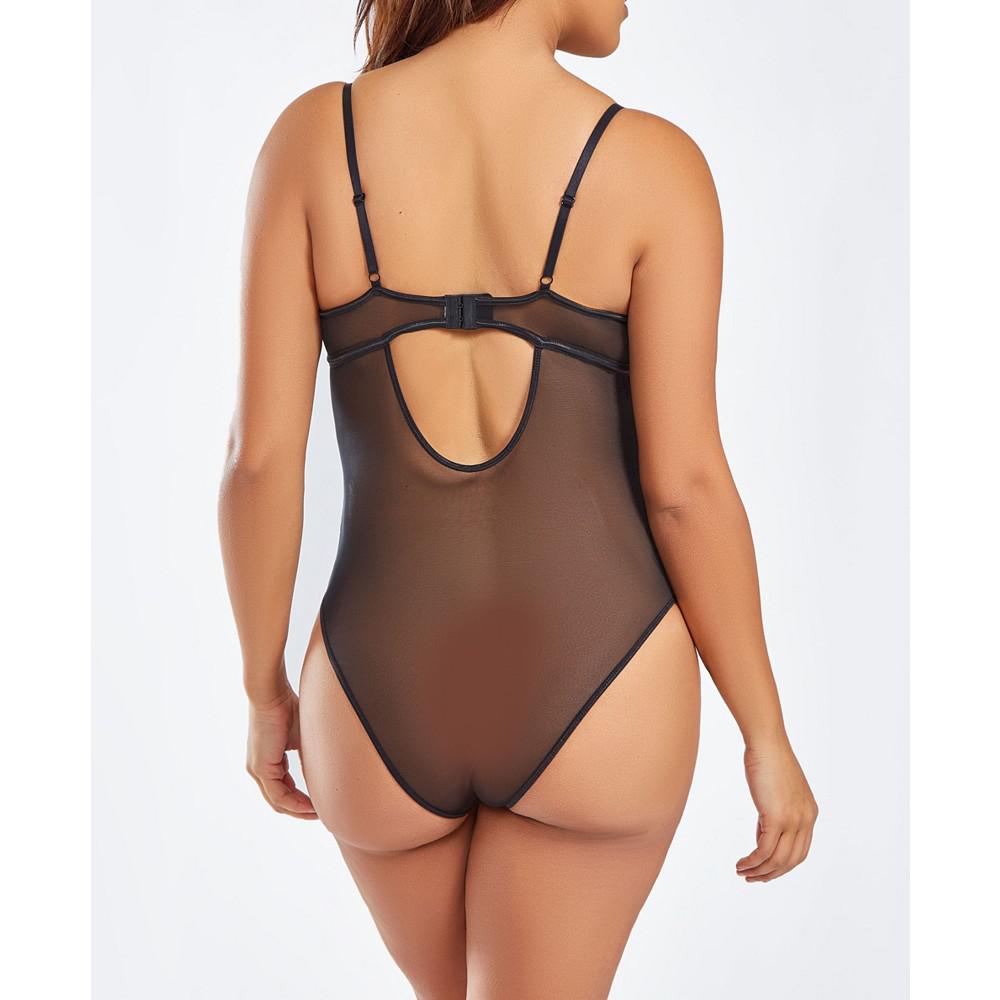 iCollection Plus Size 1 Piece Embroidered Lingerie Bodysuit