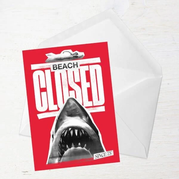 Original Hero Jaws Beach Closed Greetings Card 2