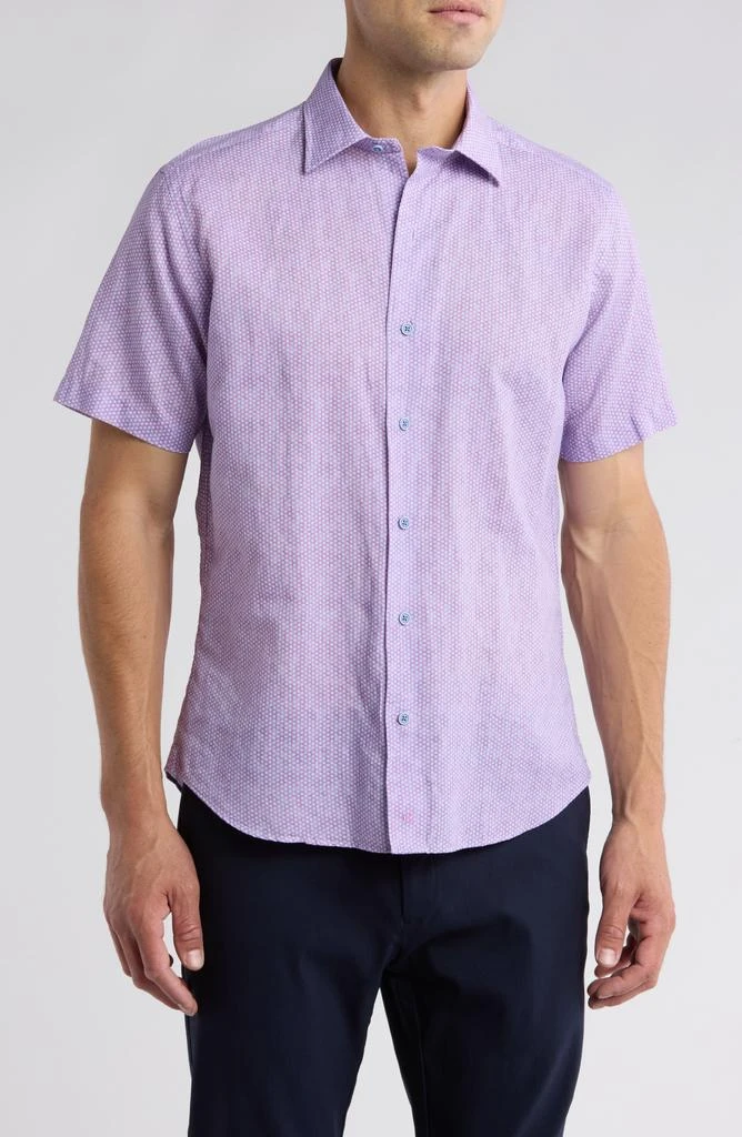 David Donahue Regular Fit Dot Print Short Sleeve Button-Up Shirt 1