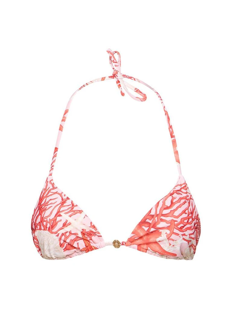Versace Printed Coral Lycra Triangle Bikini Top 1