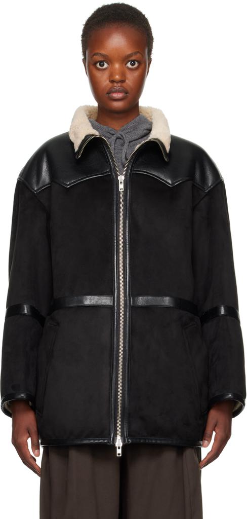 STAND STUDIO Black Rylee Faux-Shearling Jacket